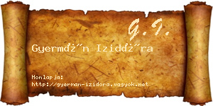 Gyermán Izidóra névjegykártya